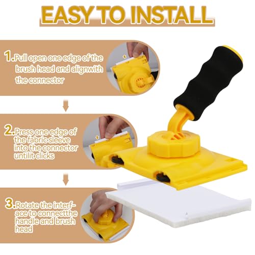 Paint Edger Tool Kit - 9 Inch Paint Pad Set, 16 PCS Paint Edger with Trim - Touch-Up Pad, Corner Wall and Ceiling Pad, 360° Rotation Handle Paint Edger Trimmer, Paint Tray, Paintbrush