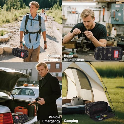 Tactical Tool Bag for Men,Wide Mouth Tool Pouch with Water-Resistant, Multi-purpose Range Bags with Zipper Handle,Heavy Duty Small Tool box organizer for Repairman, Carpenters, Handyman - color: Camo Black