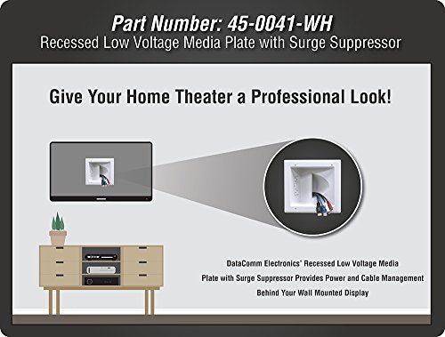 DATA COMM Electronics Media Plate with Duplex Surge Suppressor, White, 0 US - style: With Duplex Surge Suppressor