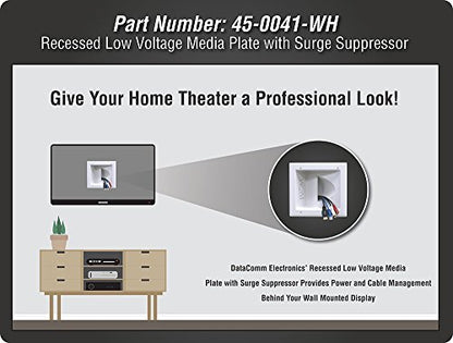 DATA COMM Electronics Media Plate with Duplex Surge Suppressor, White, 0 US - style: With Duplex Surge Suppressor