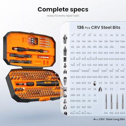 JOREST 152 in 1 Precision Screwdriver Set, Tool Gifts for Men, Magnetic Tool Kit with Torx Triwing Bits, Repair for Electronics,Macbook, Laptop, PC, RC, PS5, iphone,Jewelers, XBOX, Glasses - style: 152 in 1