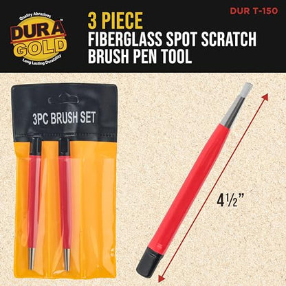 Dura-Gold Fiberglass Spot Scratch Brush Pen Tool, Pack of 3 - Clean, Sand, Scuff Surfaces, Remove Rust & Corrosion, Prep Sanding Auto Paint Scratches for Painting - Polish Metals, Cleaning Electronics