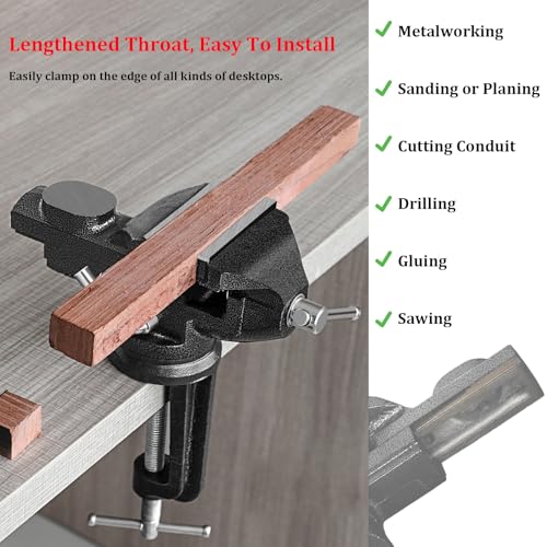 Table Vise 3 Inch, 360° Swivel Base Universal Home Vise Portable Bench Clamp,Bench Vise For Workbench,Vise Clamp for Woodworking, Handcraft Creations, Metalworking, Cutting Conduit, Drilling, Sawing - size: 3inch, style: 360° Swivel Base