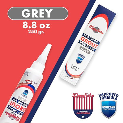 ZippySolve Tile Grout, Repair Kit,Restore & Renew Tile Joints Line, Fast Drying Grout Paint Squeeze Tube for Bathroom Shower Kitchen Floor, Waterproof (8.8 oz) (Grey) - style: Grey