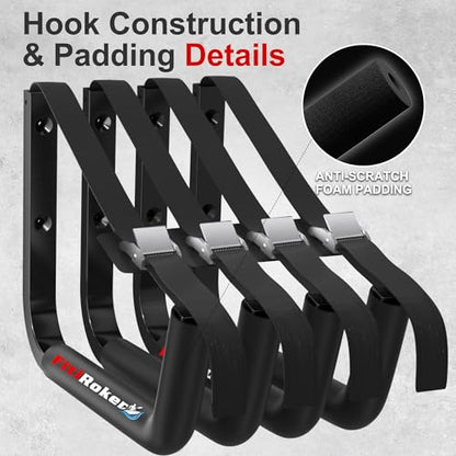 Kayak Storage Rack – 100LB Heavy Duty Kayak Wall Mount with Foam Padding & Straps | Kayak Rack for Garage, Wall Mounted Storage Hooks for Canoes, Paddle Boards, Ladders, Bikes (Square Tube) - style: Square Tube