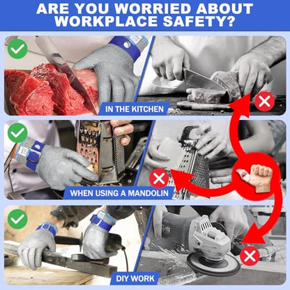 Cut Resistant Gloves Food Grade & Stainless Steel Mesh for Oyster Shucking Butcher Work Kitchen Meat and Fish Slicing Lightweight Breathable Anti-Cut Gloves(Size: 12/XXX-Large) - size: 3X-Large, style: Level 9 Cut Resistant (Pack of 1)
