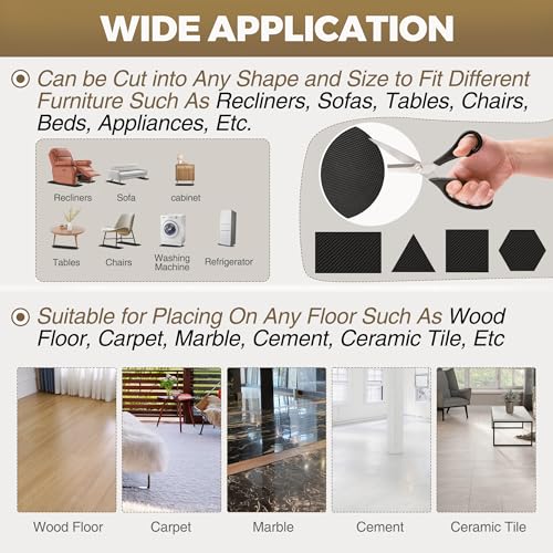 4 PCS 30Inch Non-Slip Furniture Rail Pads for Hardwood Floors, Recliner Non Slip Grippers, Recliner Floor Protector, Anti-Slip Furniture Pads Keeping Recliners Sofas Couches Chairs Furniture in Place - size: 4 Pcs Rail-Black