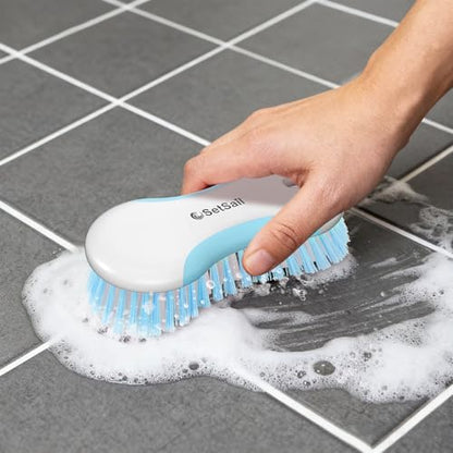 SetSail Multi-Purpose Scrub Brush of 2 Pack, Stiff Bristles Cleaning Brush with Non-Slip Grip Heavy Duty Scrub Brushes for Cleaning Bathroom Kitchen Tile Bathtub Sink, Blue - color: Blue