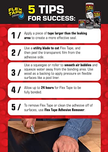 Flex Tape, Mini, White, Original Thick Flexible Rubberized Waterproof Tape - Seal and Patch Leaks, Works Underwater, Indoor Outdoor Projects - Home RV Roof Plumbing and Pool Repairs
