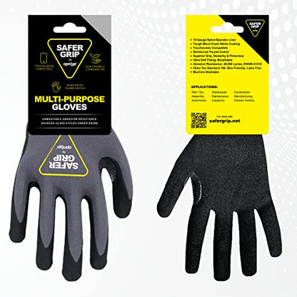 OPNBar Nitrile Coated Gloves with Grip, Touchscreen (2-Pack) Reinforced Thumb Crotch - SAFERGRIP Brand - size: X-Large