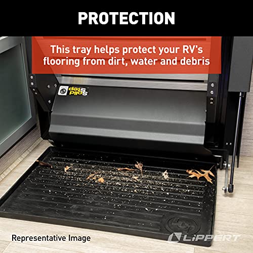 Lippert Solid Step All-Weather Entry Floor Tray, 28-1/4" W x 20" D, Heavy-Duty Recycled Rubber Mat for Door Entryway Indoor or Outdoor, for Shoes, Pet Dishes - 801380