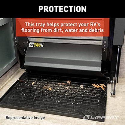 Lippert Solid Step All-Weather Entry Floor Tray, 28-1/4" W x 20" D, Heavy-Duty Recycled Rubber Mat for Door Entryway Indoor or Outdoor, for Shoes, Pet Dishes - 801380