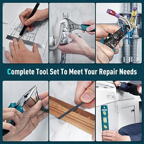 Sundpey 379-PCs Home Tool Kit - Portable Complete Household and Auto Repair Tool Set - Hand General Basic Tool Box Storage Case with Drawer - Full Basic Toolkit for Handyman & Diyer & Homeowner - color: Blue