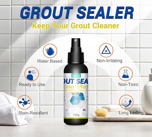 Grout Sealer 7oz/200g, Waterproof Penetrating Sealant with Squeeze Tip, Professional Stain Repellent, Clear Tile Sealer for Ceramic Marble Granite Stone, Indoor Outdoor Shower Bathroom Floors