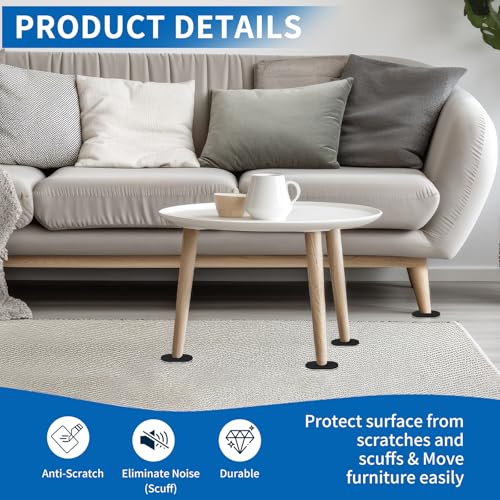 Geelin 20 Pcs Furniture Sliders for Hardwood Floors 3 1/2'' x 6" Felt Oval Reusable Furniture Moving Pads Heavy Duty Felt Sliders for Hard Surfaces Protectors, Effortless Moving Couches Beds