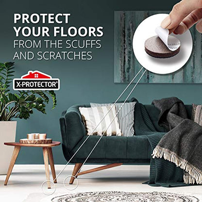 Non Slip Furniture Pads X-Protector - 8 PCS 1 1/2” - Premium Furniture Grippers - Self-Adhesive Rubber Feet for Furniture - Keep Furniture in Place! - size: 1.5 inch 8 Round