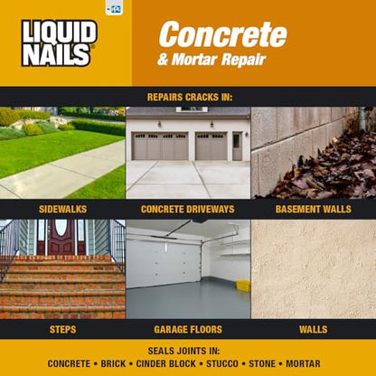 Liquid Nails Tough Repair 10.3 oz. Gray Interior and Exterior Concrete and Mortar Repair Adhesive