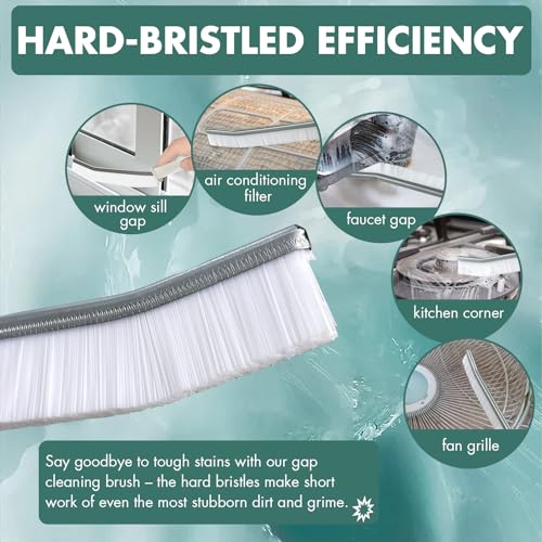 IBB 3PCS Hard Bristle Crevice Cleaning Brush, Small Cleaning Brush for Household Use, Thin & Hard to Reach Gap Cleaning Brushes, Bristled Crevice Brush for Kitchen Sink, Bathroom Tiles & Window Track