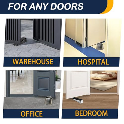 Door Stopper for Bottom of Door, Heavy Duty Door Stop Wedge Made of Premium Quality Zinc and Rubber Suits Any Heavy Door Any Smooth Floor - size: Silver-2 Pack Standard