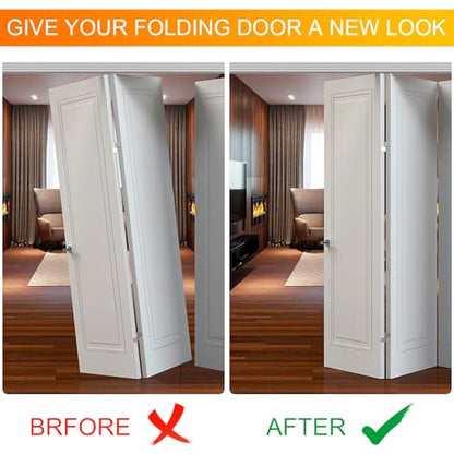 Bifold Door Hardware Repair Kit 2 Set, Includes Top and Bottom Brackets, Pivots, and Guide Wheel for Sliding Closet, Barn Door,Pocket, and Accordion