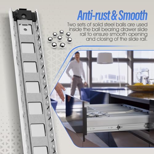 1 Pair Full Extension Ball Bearing Drawer Slides 8 10 12 14 16 18 20 22 24 Inch 100 LB Load Capacity Side Mount File Cabinet Rails Dresser Metal Runner Trash Can Kitchen (16 inch, Silver) - color: Silver, size: 16 Inch