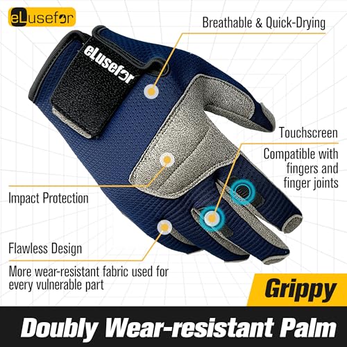 Nimble Control Work Gloves - 100% Tactile Feel,Patented Wrap-Finger Fit,Knuckle Touchscreen,Impact Protection - Mechanic,Shooting,Driving,Patrol,Garden. - color: Blue, size: X-Large