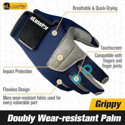 Nimble Control Work Gloves - 100% Tactile Feel,Patented Wrap-Finger Fit,Knuckle Touchscreen,Impact Protection - Mechanic,Shooting,Driving,Patrol,Garden. - color: Blue, size: X-Large