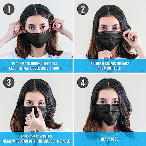 SereneLife 50 Count Disposable Face Masks | Breathable 3-Ply Layers | Made from Non-Woven Fabric | Comfortable Earloops | Daily Use & Personal Care | Easy to Use & Disposable | For Adults (Black) - size: 50 Count (Pack of 1)