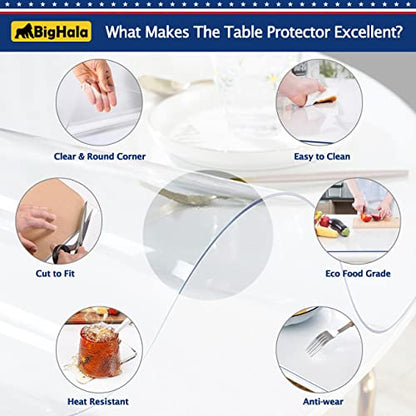 Round Dining Coffee Table Protector Thick Clear Plastic Tablecloth Cover PVC Vinyl Cloths Wood Marble Glass Tabletop Topper Protection Pad Easy Clean Polyester Wipeable Proof Waterproof Mat 34 " Dia - color: New Version Round Shape Clear, size: 34" x 34"
