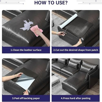 Leather Repair Patch 24x54 Inch, Self Adhesive Leather Repair Tape, Large Vinyl Repair Kit for Sofa Couch Furniture Car Seats, Strong Adhesion Waterproof Scratch Resistant Easy Cut (Black) - color: Black