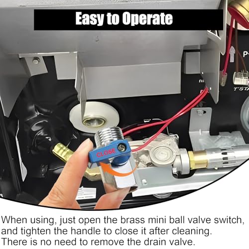 1/2" Brass Mini Ball Valve with PTFE Sealing Tape, NPT Thread Female and Male Shut-Off Valves, Hot Water Drain Valve for RV or Trailer Water Heater Maintenance (Blue) - color: Blue