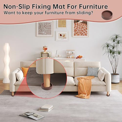 4 Pack Rubber Caster Cups, 2 X 2 Round Rubber Feet for Furniture, Non Slip Furniture Pads for Hardwood Floors, Bed Stoppers to Prevent Sliding, Couch Stoppers with Grippers - color: Brown
