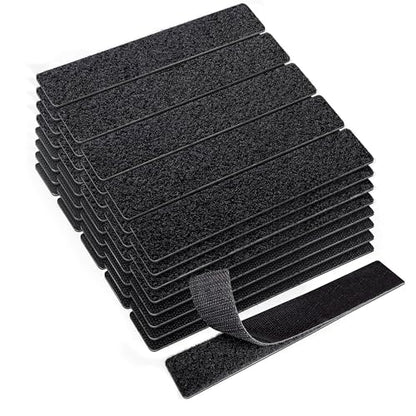 KING MOUNTAIN 1x6 Inch Hook and Loop Strips, 20 Sets Nylon Self Adhesive Tape, Double Sided Strong Back Adhesive Tape and Dots for Office, Home and Crafting, Heavy Duty, Black - size: 1*6in, style: Black Tape