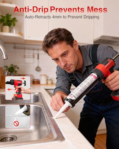 Cordless Caulking Gun Compatible with Makita 18V 21V Battery, 800KG Thrust Electric Caulk Gun (Tool Only), 10oz 6-Speed Power Caulk Gun with 13Pcs Caulking Tools, Auto-Retract Anti-Drip for DIY - style: Caulking Gun,No Battery