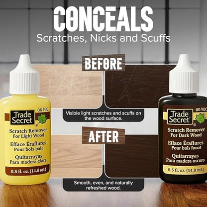 Trade Secret Scratch Remover Mini Pro Set (2x 0.5 oz), Restore & Conceal Small Scratches on Dark & Light Wood Furniture and Flooring – Coconut Oil-Based Formula - color: Mini Pro Set