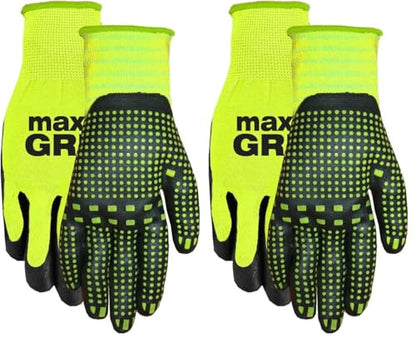 Midwest Gloves & Gear 94HVG-SM MAX Grip Glove, HI VIS Yellow - size: Medium (Pack of 2)