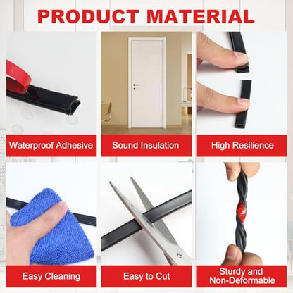 Storystore 26 FT Rubber Weather Stripping Door Seal Strip, Self-Adhesive Door Weather Stripping Soundproofing for Door Frame Insulation Window Large Gap, Easy Cut to Size - size: 26 FT