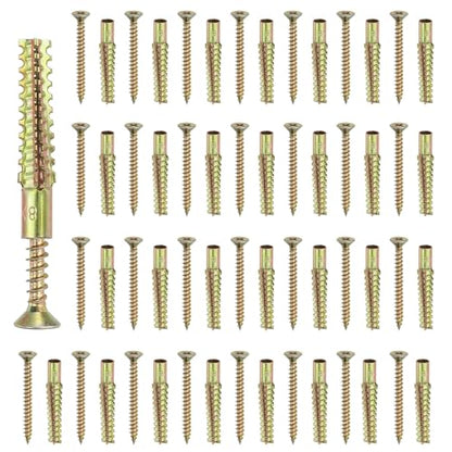 PATIKIL 30 Pcs Drywall Hollow Wall Anchors with Screws 0.24 x 2.36, Steel Dry Wall Anchors Kit for Wooden Concrete Plaster Hinge Hole Repair, Brass (8 x 60mm) - size: 8 x 60mm