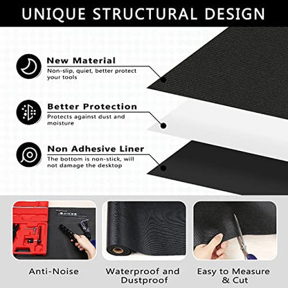 Foam Toolbox Liner Drawer Mat 1/8 Inch Thick X 16 Inch Wide X 6 Ft Long Black, No Slip for Protecting Cabinet, Garage, Cart, Tool Box - color: Black, size: 16"W x 72"L