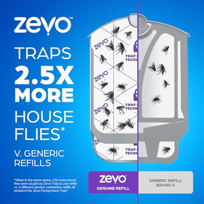 Zevo Flying Insect Trap Official Refill Cartridges - Fits Both Zevo Trap & MAX Indoor Fly Trap - Authentic Trap+Lock Technology to Catch Gnats, House & Fruit Flies (4 Official Refill Cartridges) - style: 4 Refill Cartridges