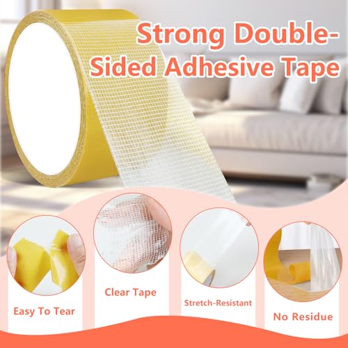 Heavy Duty Double Sided Tape 2 in x 33 FT Strong Adhesive Mounting Tape, Multipurpose Removable Tape for Carpets, Walls, Home, Office, Mounting, Fixing & Splicing