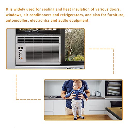 YoleShy Window Air Conditioner Foam Tape 2 Pcs 1 Inch Wide x 1 Inch Thick Weather Stripping Door Seal Strip for Insulation, Weatherstrip, Gap Blocker,Total 13 Feet Long(6.5ft x 2 Rolls) - style: 1in x 1in x 13FT/Black