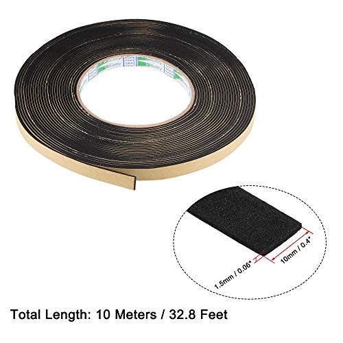 uxcell Sealing Foam Tape 10mm Wide 1.5mm Thick 10m/32.8ft Long, EVA Self Adhesive Weather Strip for Window Door Insulation - size: 10mmx1.5mmx10m