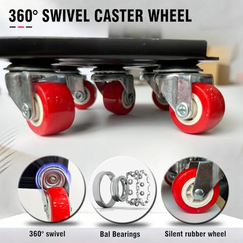Furniture Dolly,4.1" Carbon Steel Panel Heavy Duty Dolly,with 5 360°Rotatable Rubber Universal Wheels,Non-Slip Sliders & Lifter,2000Lbs Load Capacity, Furniture Lifter for Sofa, Piano, Appliances - size: 4.1x4.1 IN