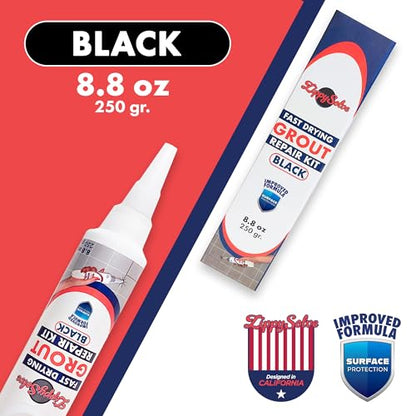 Tile Grout, Repair Kit, Restore & Renew Tile Joints Line, Fast Drying Tile Grout Paint Squeeze Tube for Bathroom Shower Kitchen Floor, Waterproof (8.8 oz, Black) - style: Black