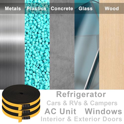Strong Adhesive Insulation Tape, High Density Foam Weather Stripping Door Seal, Door Seal for Doors and Windows, Soundproof Weatherproof Foam Seal Tape, Noise Reduction(1/2 In x 1/8 In x 98Ft) - size: 1/2 In x 1/8 In x 98Ft