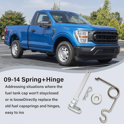 Fuel Door Hinge Pin with Gas Door Spring, for 2009-2014 F150, 2010-2014 Lincoln Mark Loose Gas Cap Permanent Repair Fix (09-14 Spring+Hinge) - size: 09-14 Spring+hinge