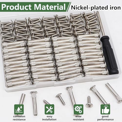 130PCS M4 Furniture Joint Connector Bolt & Cap Nut Kit, Furniture Screw Bolts Cabinet Panel Connector Binding Screws for Wood Door Cabinet Bookshelf Crib (65Set)