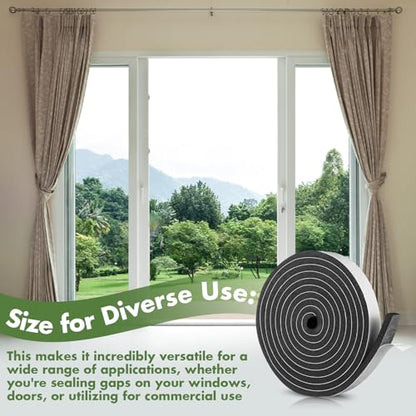 Nuanchu Foam Insulation Tape 1-1/2in Wide x 1/2in Thick x 16.5ft Stripping Neoprene Long Sponge Weather Stripping Foam Strips with Adhesive for Door, Automotive, Air Conditioner Seal(1) - size: 1-1/2in Wide X 1/2in Thick X 16.5ft