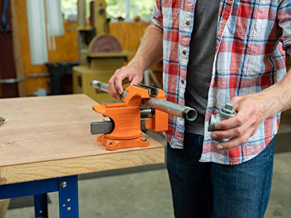 Pony Tools 24545 4-1/2in. Light Duty Bench Vise with Swivel Base, Orange